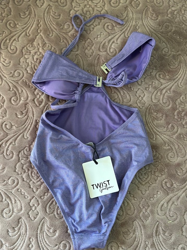 Mor Strappy Bohem Midi Kadın Mayo - Görsel 2