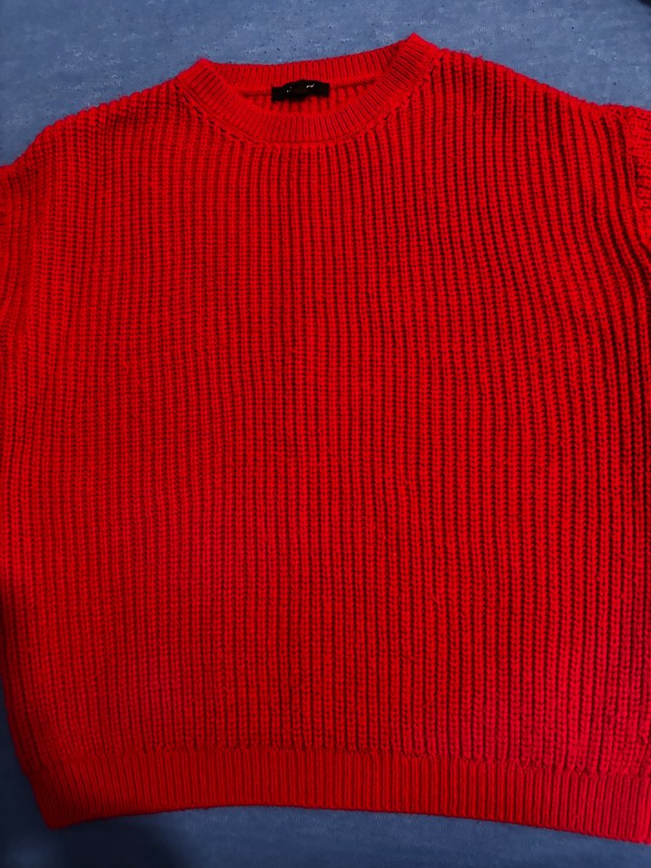 Kırmızı Kadın Triko Bisiklet Yaka Kazak - Görsel 2