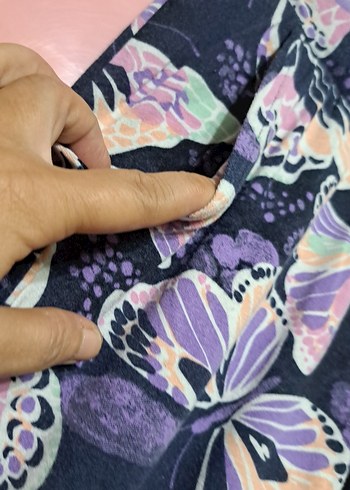 Standart Beden Beden Kız Çocuk Mor Piliseli Bağlama Desenli Pantolon