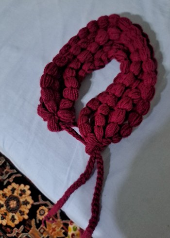 Beden Bordo Örgü Kadın Atkı
