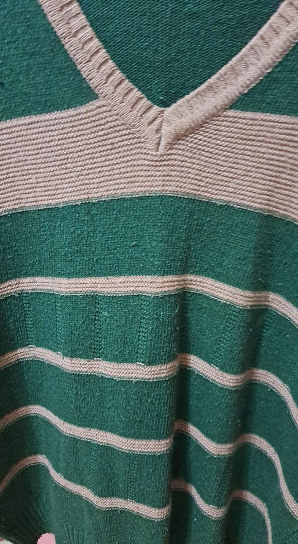 V Yaka Yeşil Kadın  erkek Triko Süveter - Görsel 2