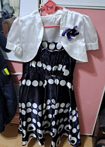 Mor Puantiyeli Straplez Midi Elbise - Görsel 4