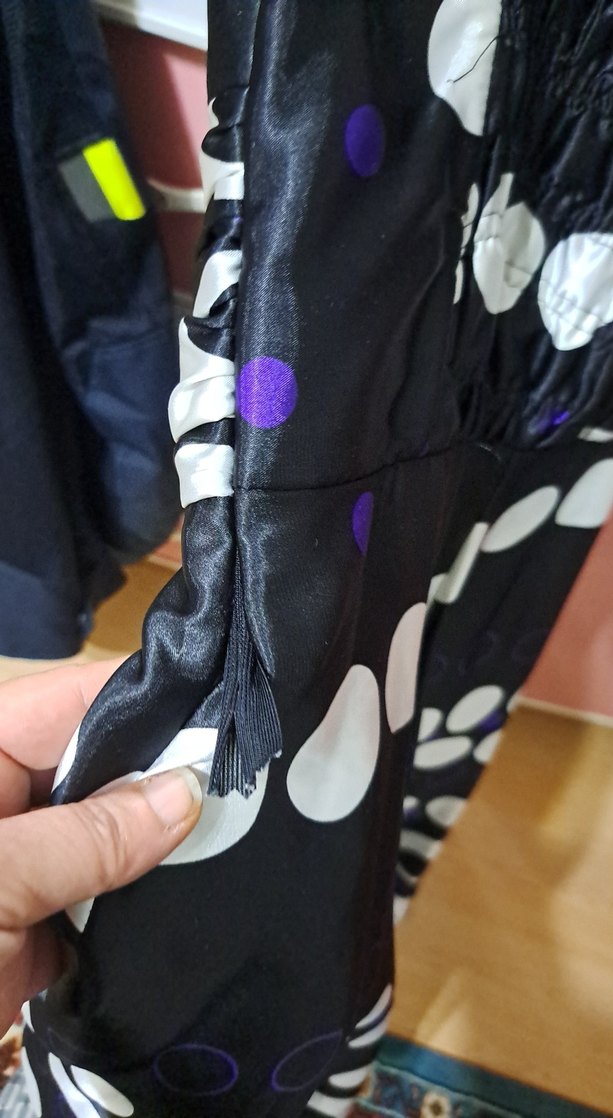 Mor Puantiyeli Straplez Midi Elbise - Görsel 3