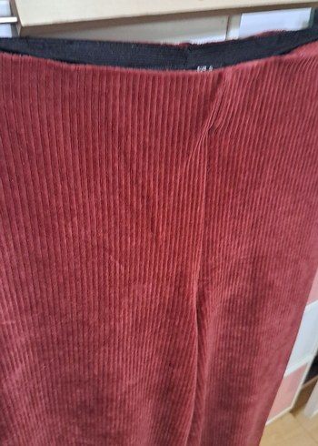 Diğer Bordo Süet Bol Kesim Midi Kadın Pantolon lastiginde sökük var