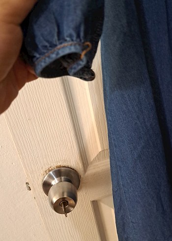 m Beden Uzun Mavi Denim Ceketi