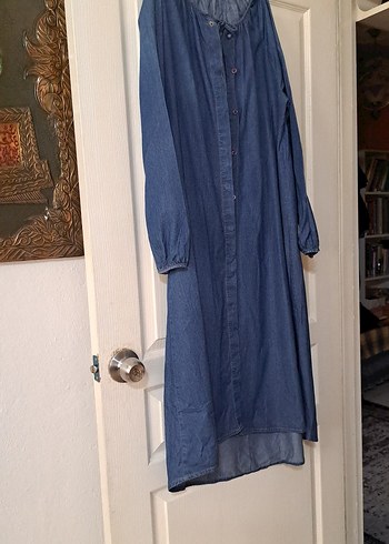 Diğer Uzun Mavi Denim Ceketi