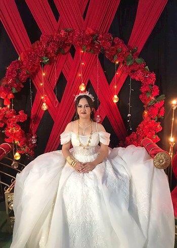 Straplez Uzun Prenses Gelinlik Beyaz - Görsel 3