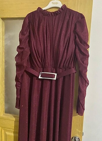 50 Beden bordo Renk Uzun elbise