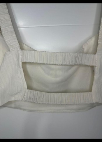 Beyaz Pilili Keten Mini Büstiyer - Görsel 2