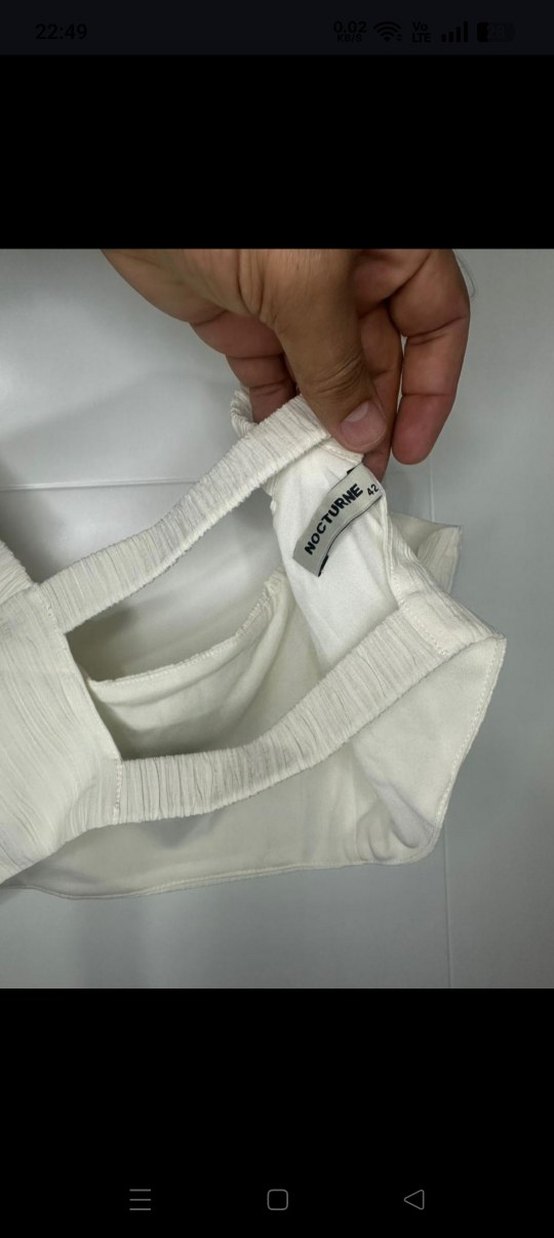 Beyaz Pilili Keten Mini Büstiyer - Görsel 3