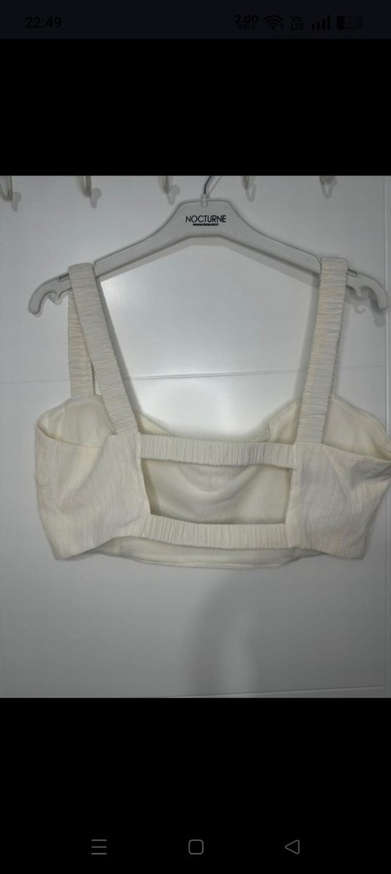 Beyaz Pilili Keten Mini Büstiyer - Görsel 4