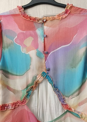 Uzun Kol Pastel Renkli Bohem Elbise - Görsel 5