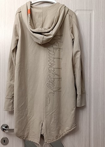 Bej Kapüşonlu Uzun Kadın 2 iplik tunik  veya elbise - Görsel 6