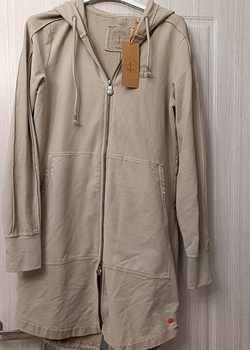 Bej Kapüşonlu Uzun Kadın 2 iplik tunik  veya elbise - Görsel 9