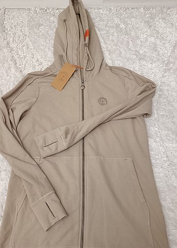 Bej Kapüşonlu Uzun Kadın 2 iplik tunik  veya elbise - Görsel 2