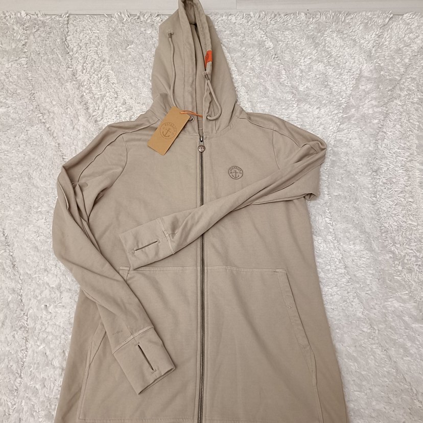 Bej Kapüşonlu Uzun Kadın 2 iplik tunik  veya elbise - Görsel 2