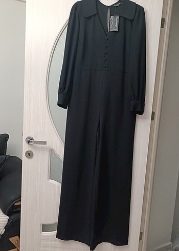 Siyah Düğmeli Uzun Kollu Tulum - Görsel 4