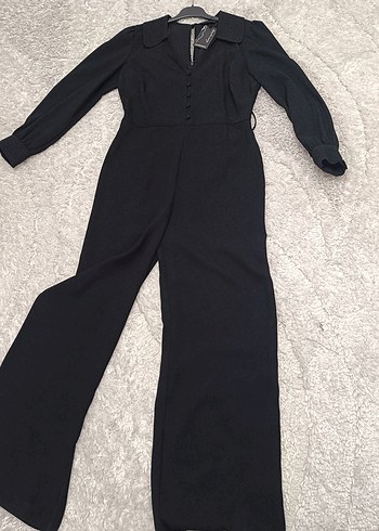 Siyah Düğmeli Uzun Kollu Tulum - Görsel 2