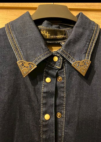 Kadın Lacivert Uzun Kollu Denim Elbise - Görsel 7