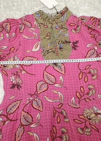 Pembe Bohem Uzun Kollu Fırfırlı elbise - Görsel 8