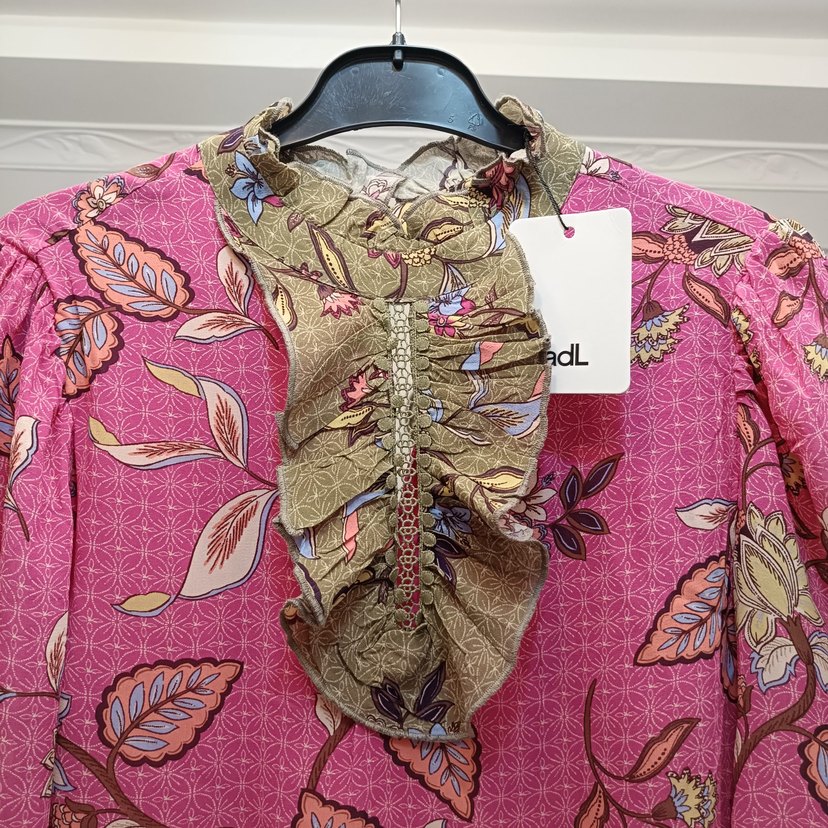 Pembe Bohem Uzun Kollu Fırfırlı elbise - Görsel 4