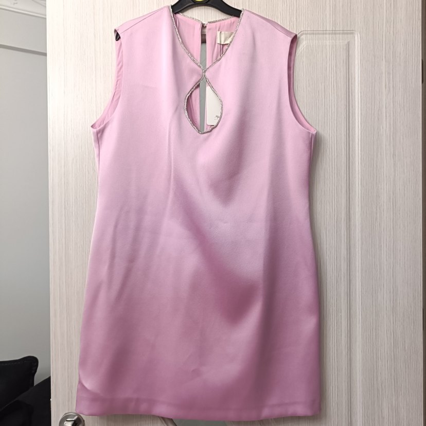 Zincir Detaylı Pembe Midi Elbise - Görsel 2