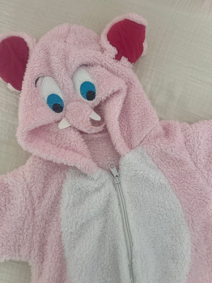 Pembe Peluş Bebek Kız Tulumu - Görsel 2