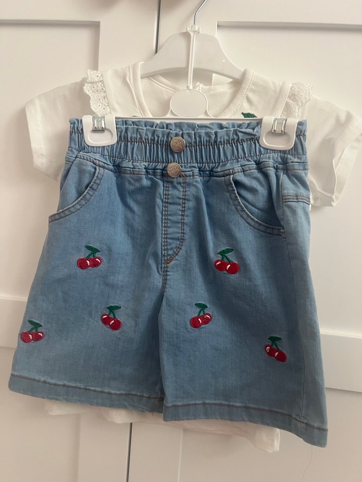 Nakışlı Kız Bebek Kısa Kollu Takım - Görsel 2