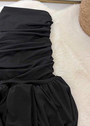 Diğer Siyah Straplez Mini eteği Balon Elbise
