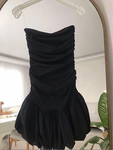 m Beden siyah Renk Balon etek kısa elbise
