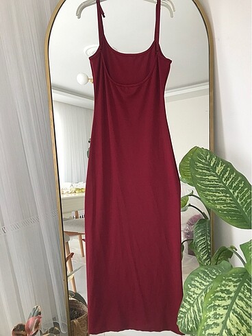 xs Beden bordo Renk Ayarlanabilir askılı uzun elbise