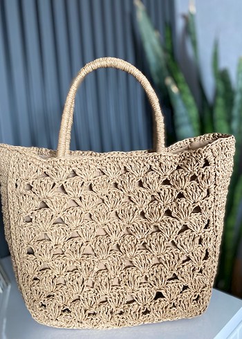 Bej Nakışlı Örgü Bohem Kadın Çanta - Görsel 3