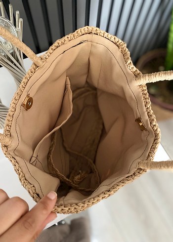 Bej Nakışlı Örgü Bohem Kadın Çanta - Görsel 5