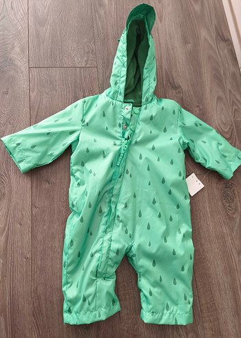 3D Kurbağa Desenli Kapüşonlu Yeşil Bebek Yağmurluğu - Görsel 10