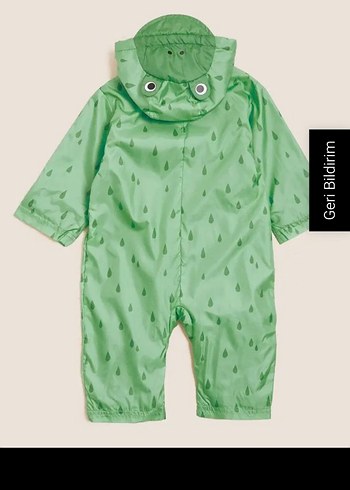 3D Kurbağa Desenli Kapüşonlu Yeşil Bebek Yağmurluğu - Görsel 3