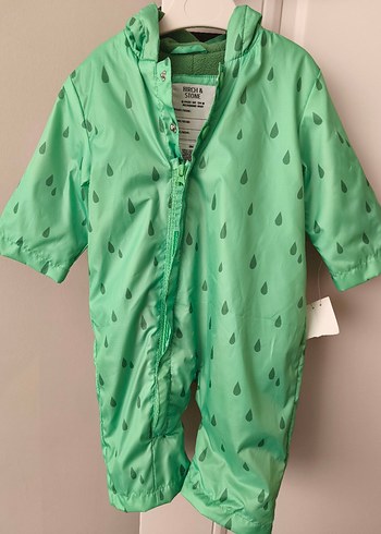 3D Kurbağa Desenli Kapüşonlu Yeşil Bebek Yağmurluğu - Görsel 9