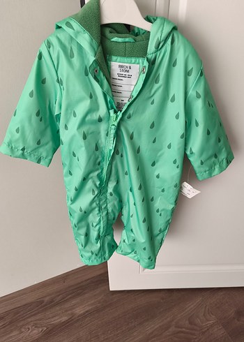 3D Kurbağa Desenli Kapüşonlu Yeşil Bebek Yağmurluğu - Görsel 7