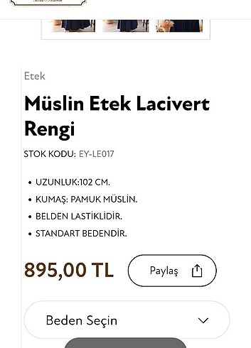 universal Beden Müslin Etek 