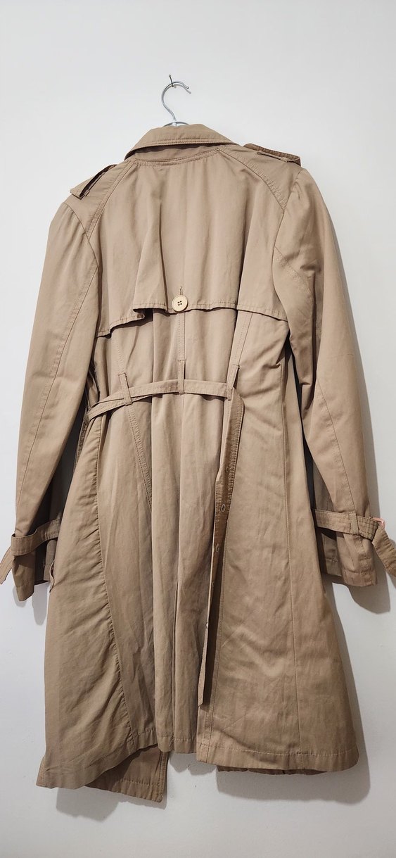 Bej Düğmeli Midi Kadın Trençkot - Görsel 2