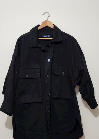 Düğmeli Siyah Denim Ceket