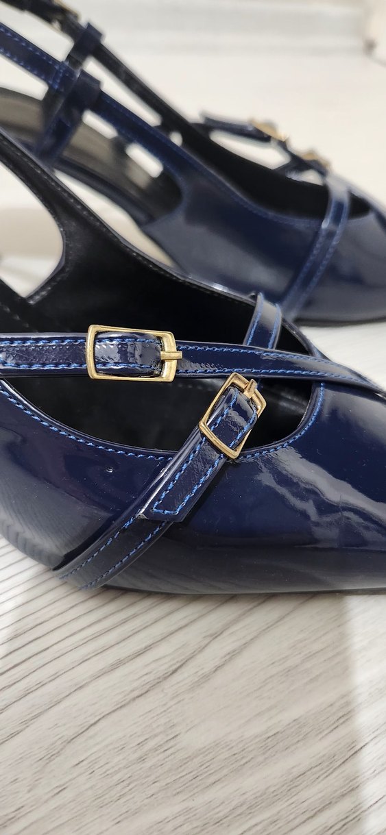 Lacivert Tokalı Stiletto Topuklu Kadın Ayakkabı - Görsel 3