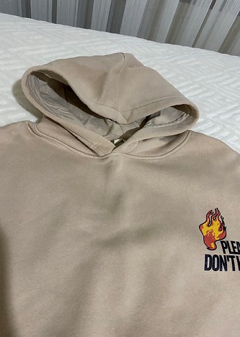 Bej Kapüşonlu Erkek Sweatshirt - Görsel 8