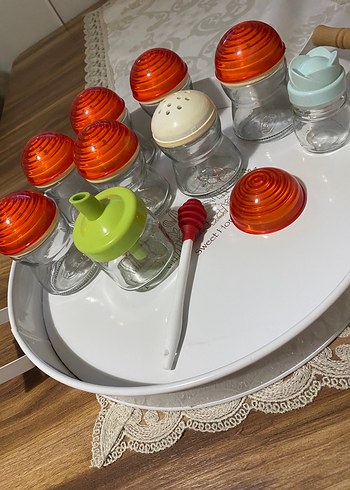 Turuncu Kapaklı Cam Baharatlık Seti - Görsel 2