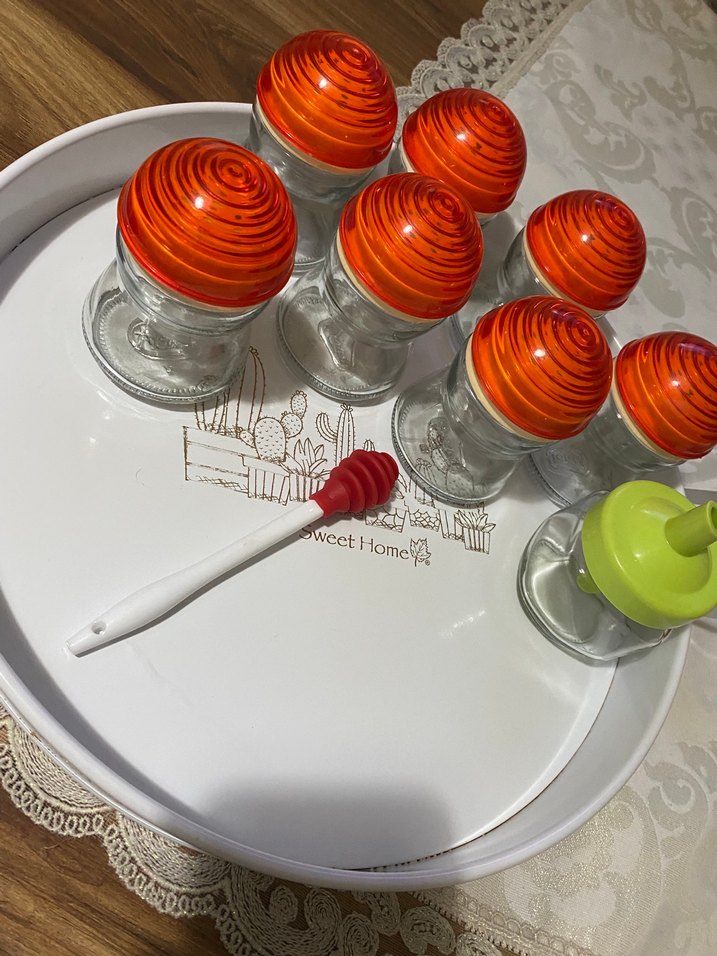 Turuncu Kapaklı Cam Baharatlık Seti - Görsel 5