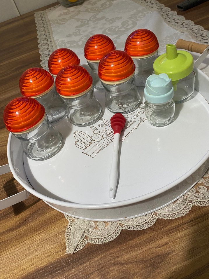 Turuncu Kapaklı Cam Baharatlık Seti - Görsel 3