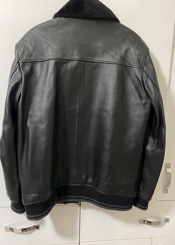 Siyah hakiki Deri Kürklü Erkek mont ceket - Görsel 2