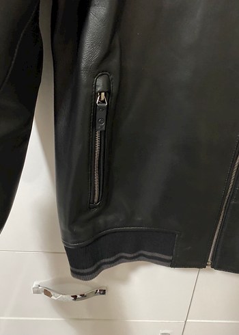 Siyah hakiki Deri Kürklü Erkek mont ceket - Görsel 5