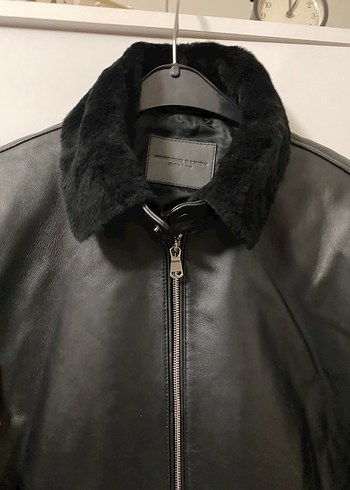 Siyah hakiki Deri Kürklü Erkek mont ceket - Görsel 8