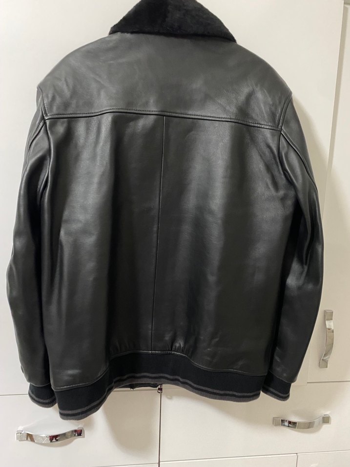Siyah hakiki Deri Kürklü Erkek mont ceket - Görsel 2