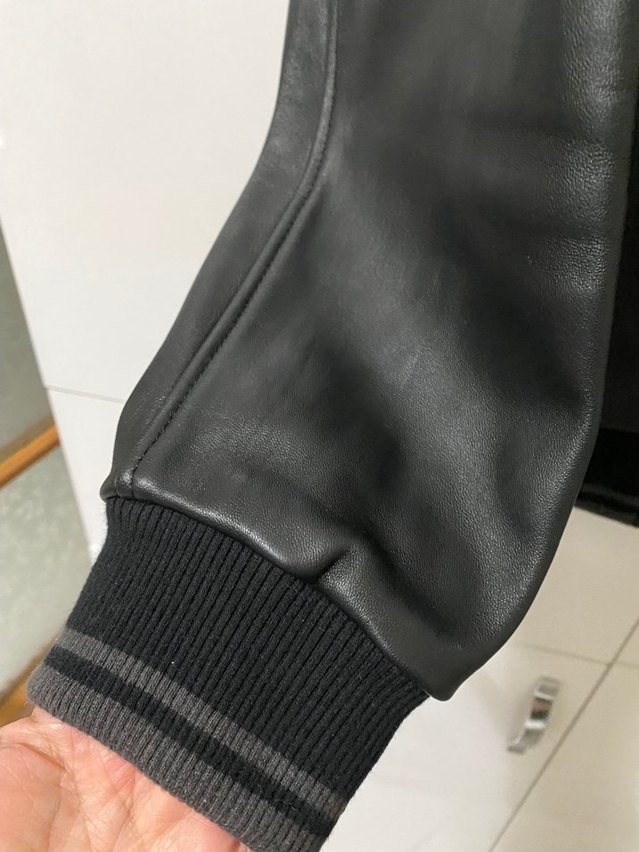 Siyah hakiki Deri Kürklü Erkek mont ceket - Görsel 4